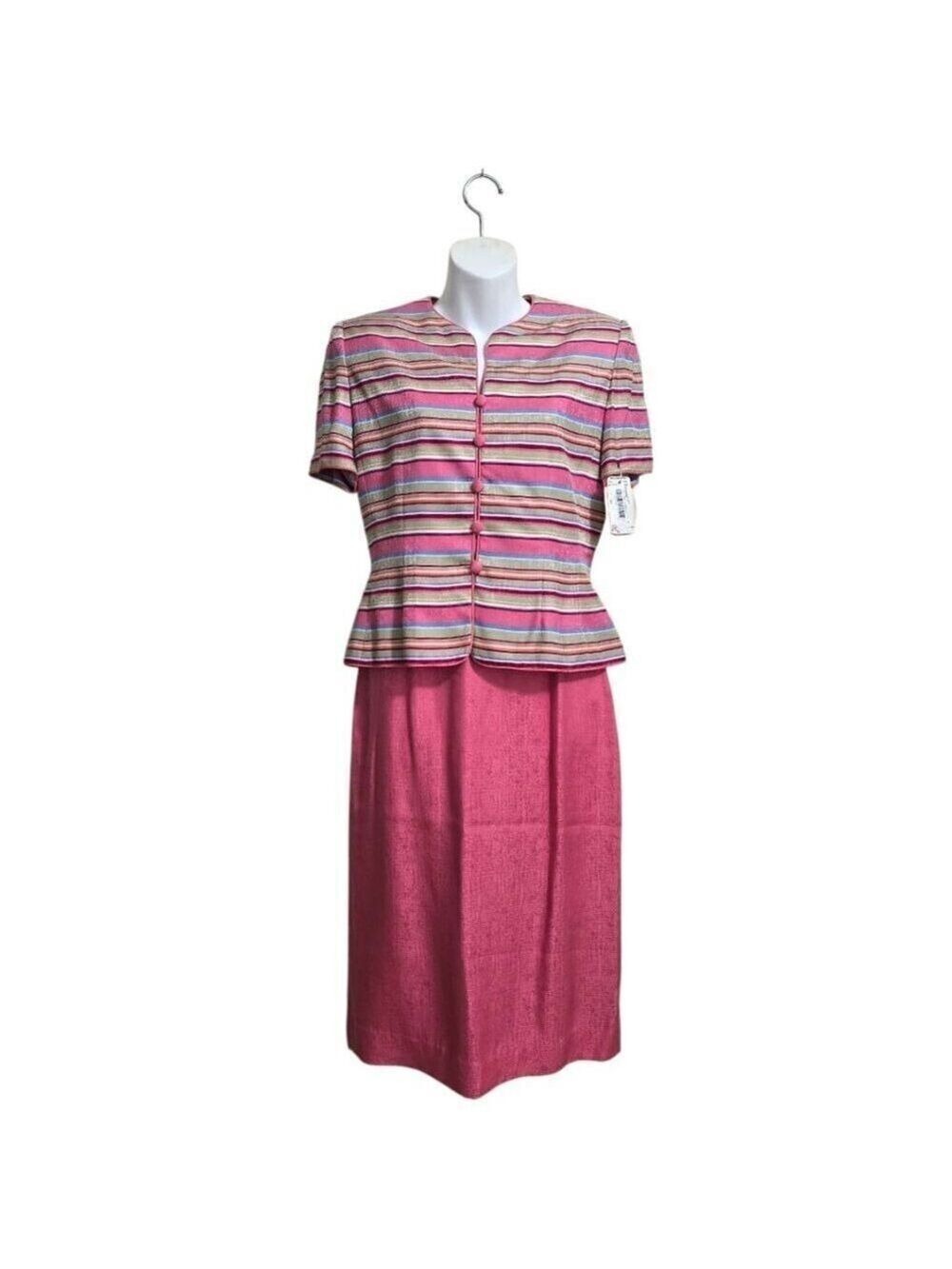 Adrianna Papell NWT Vintage Silk Collarless Blouse and Skirt Set Sz 4P